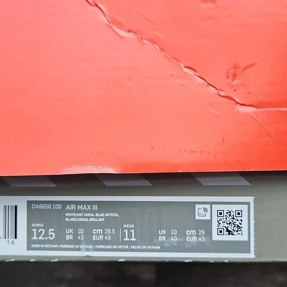 Nike Air Max III Hot Coral, Blue Crystal & White Sneakers - Picture 12 of 12